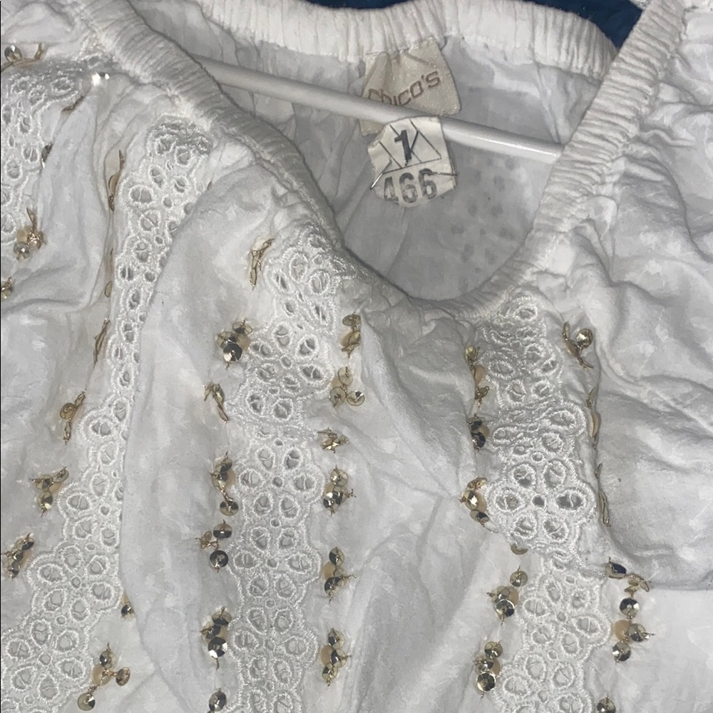 Chico's White Embellished Blouse